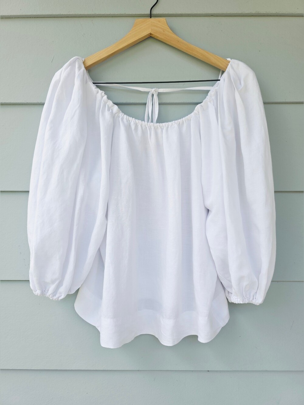 ON-34 White Off- the-Shoulder Peasant Blouse Boho S